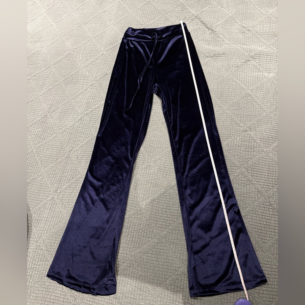 Purple Velvet Flared Track pants